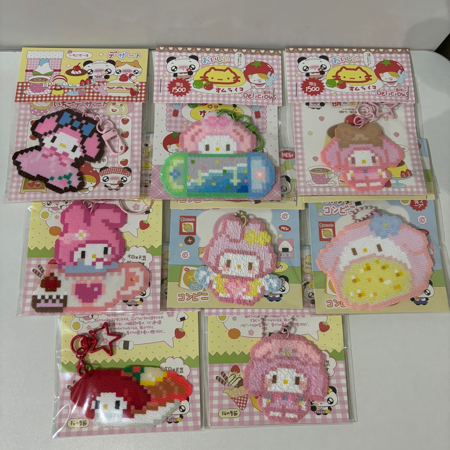 8 Handmade My Melody Perler Bead Charms